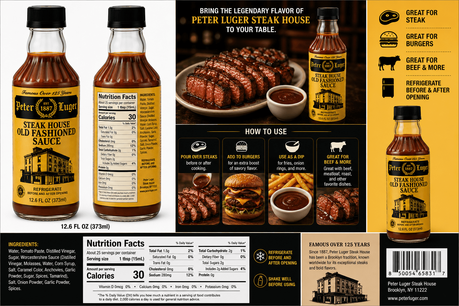 Peter Luger Steak Sauce by Gourmet-Food, 12.6 fl oz