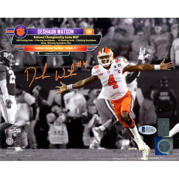Deshaun Watson Autographed 8x10 Photo Clemson Tigers Beckett BAS 126458