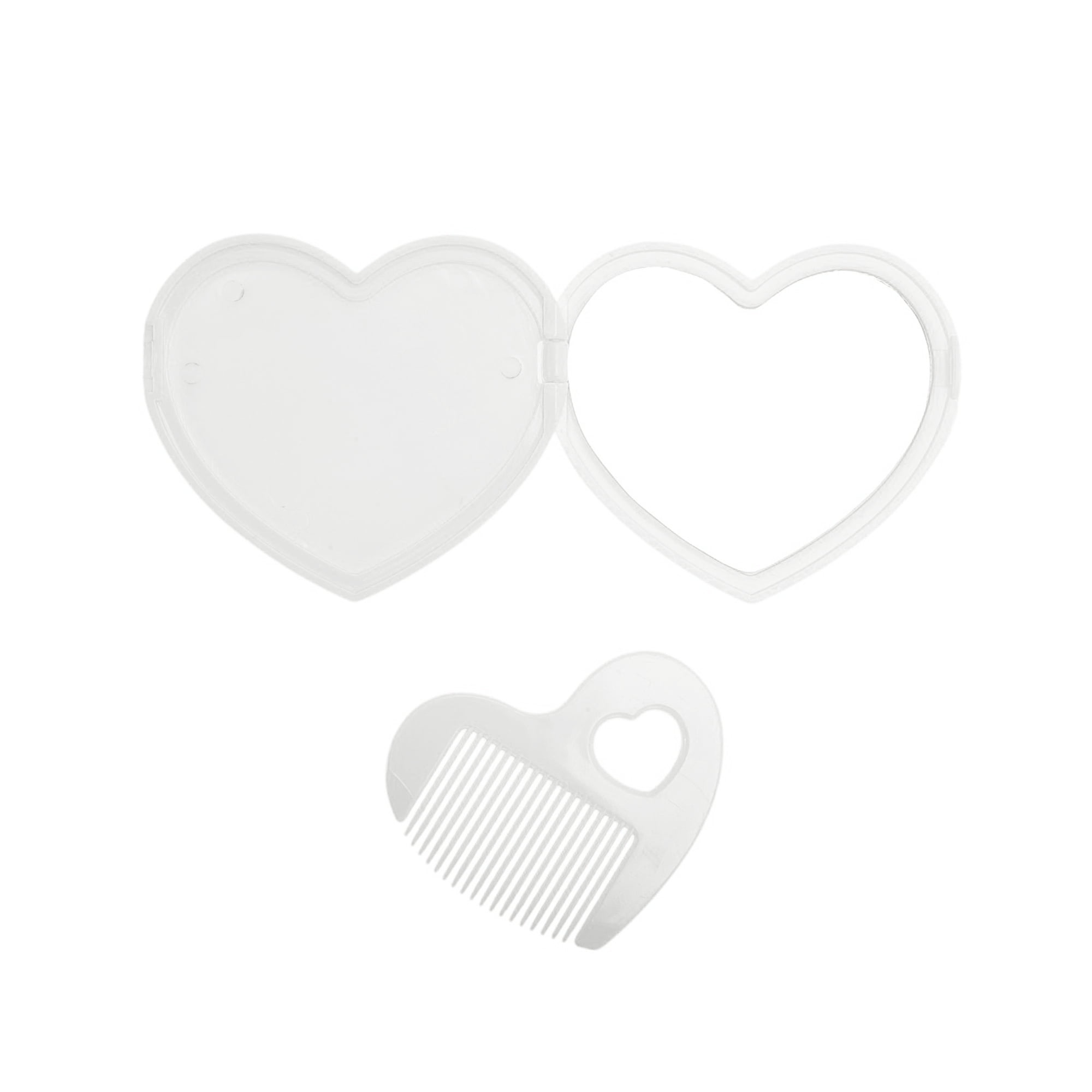 Unique Bargains 1pc Heart-shaped Makeup Mirror for Personal Grooming White