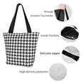 thumbnail image 4 of Kll Tote Bag For Women Houndstooth Black And White Print Shopping Grocery Reusable Bags For Office School Shopping Travel, 4 of 7