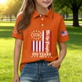 thumbnail image 2 of CCRFTGI Polo Shirts for Kids Girls Size 10-12 Patriotic Shirt We The People Polo Shirts School Uniform Athletic Sport Print Lapel Button Collared Polo Summer Tops Orange 9-10 Years, 2 of 7