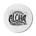 thumbnail image 1 of Aloha Mouse Pad for Computers, Graphical Calligraphy Illustration in a Sketchy Grunge Look Tropical, Round Non-Slip Thick Rubber Modern Mousepad, 8" Round, Charcoal Grey and White, by Ambesonne, 1 of 2