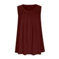 thumbnail image 4 of lmcalzta Womens Summer Tank Tops Crew Neck Sleeveless Pleated Shirts Loose Fitting Long Tank Tops, 4 of 8