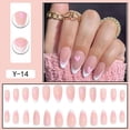 thumbnail image 2 of 24 piezas de uñas rosadas con forma de gota de agua y almendras, manicura francesa con estilo, manicura bonita, uñas postizas puntiagudas, 2 of 5