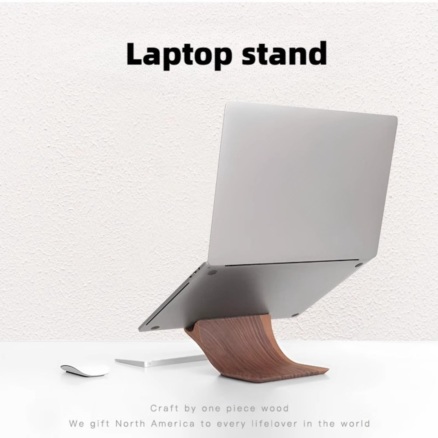 Minimalist Wood Laptop Stand, M5Pro Ergonomic Notebook Riser for Desk, Height Adjustable Computer Holder