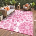 thumbnail image 6 of Findosom Outdoor Rug 6'x9' Reversible Waterproof Outdoor Patio Rug Mat Plastic Straw Rug Outdoor Area Rug Patio Camping Rug for RV Picnic Balcony Backyard Beach Outdoor Decor,Pink, 6 of 9