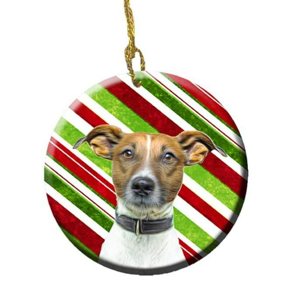 Candy Cane Holiday Christmas Jack Russell Terrier Ceramic Ornament