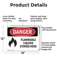 thumbnail image 2 of (2 Pack) Flammable Liquids Stored Here OSHA Danger Sign 18 Inch X 12 Inch Indoor / Outdoor Rust-Free Aluminum Metal Signs for Workplace, Workshop, and Construction Site, Made in the USA, 2 of 8