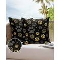 thumbnail image 6 of Pack of 2 Outdoor Pillow Covers, Yellow Paw Print Black Background Waterproof Square Throw Pillowcase Cushion Decorative Pillow Covers for Couch Patio Tent, 26x26 in, 6 of 6