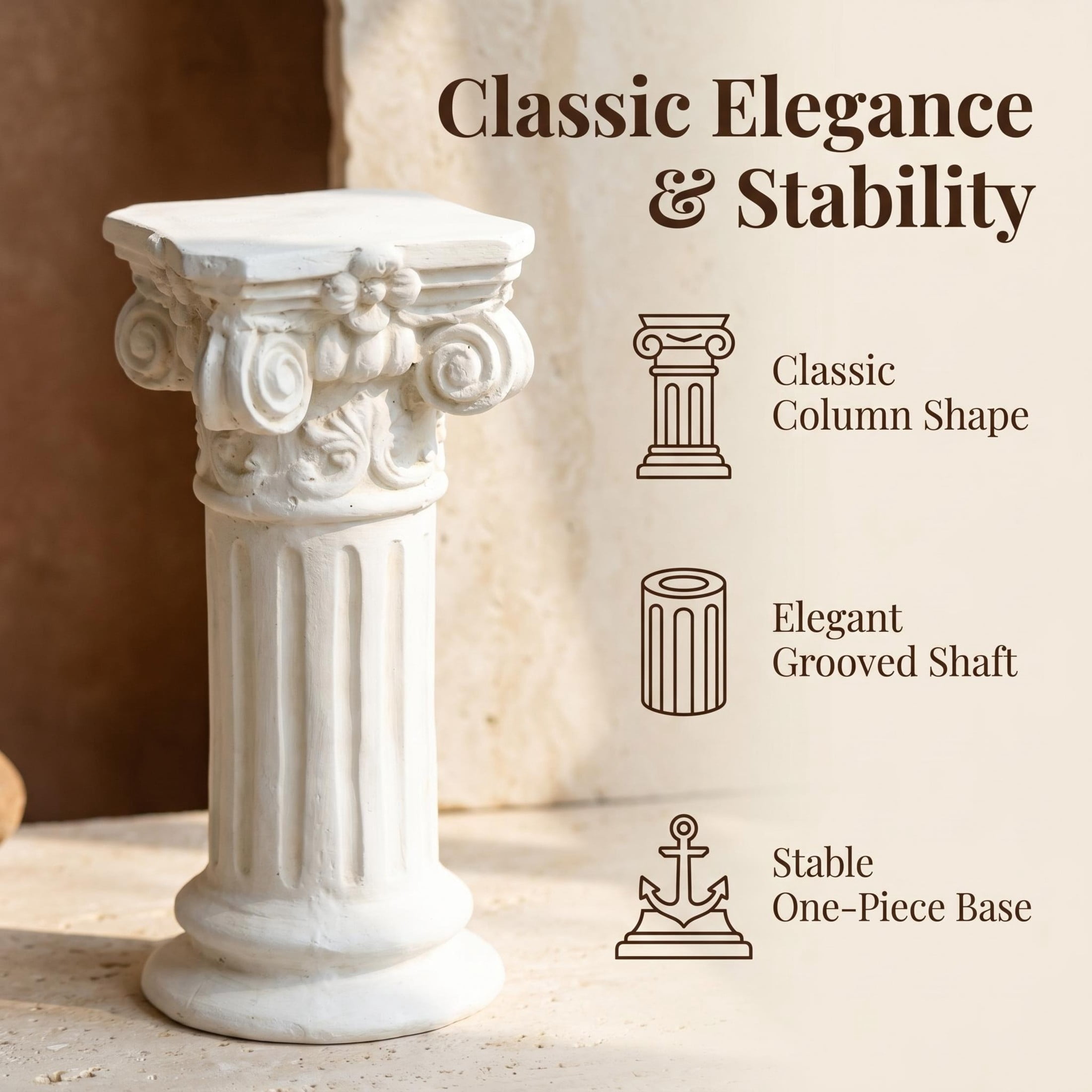 GDF Studio 15" Ancient Greek Style Carved Roman Column Pedestal, Garden Display Stand for Statues & Ornaments