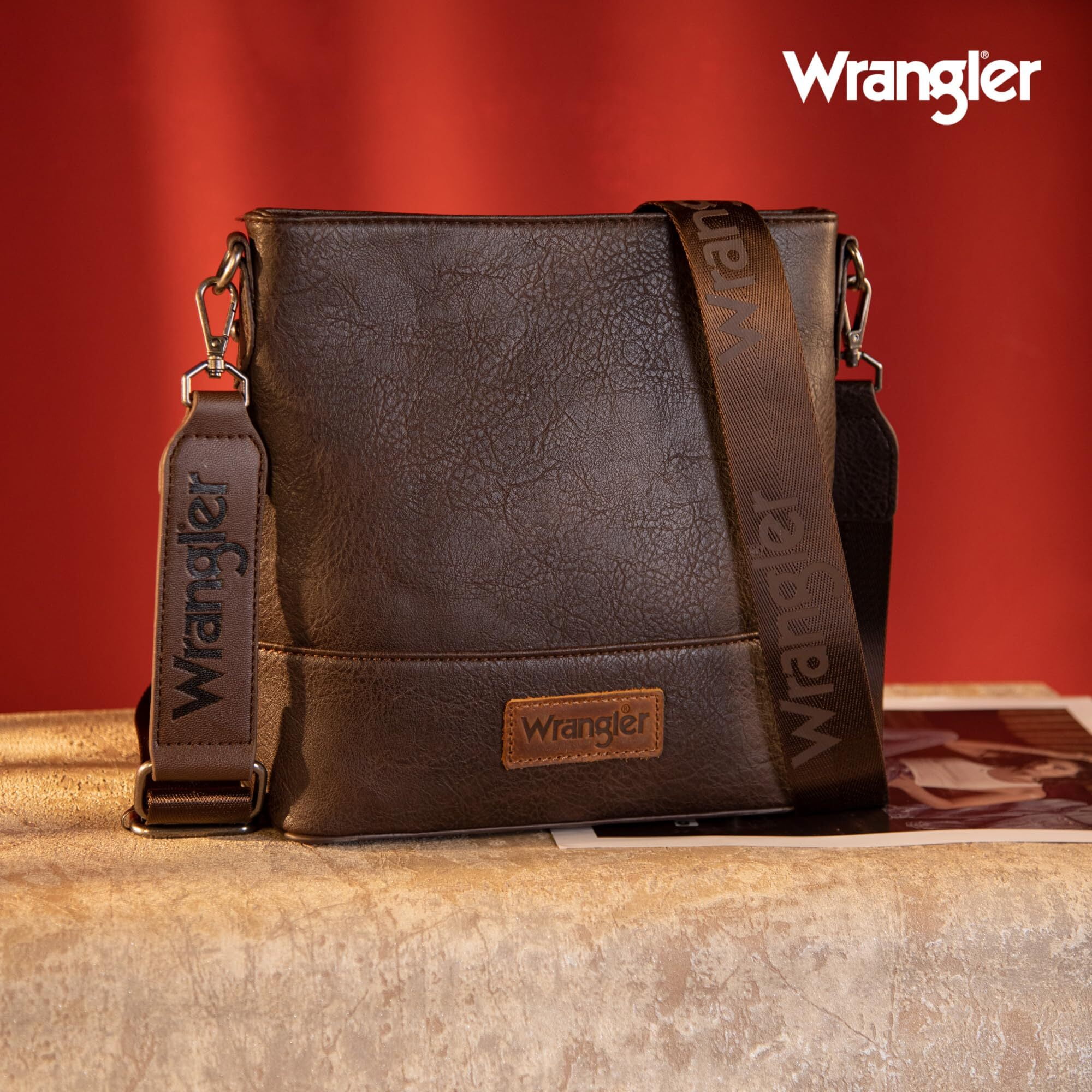 Wrangler Crossbody Purses for Women Two Tone Crossbody Bags Women Purses and Handbags, Coffee