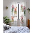 thumbnail image 3 of Pink Spring Floral Sheer Curtains 84 Inch Length 2 Panels Set for Living Room/Bedroom, Wooden Elegant Farmhouse Botanical Kitchen Curtains Grommet Semi-Sheer Curtains Window Treatments 42"x84"x2, 3 of 7