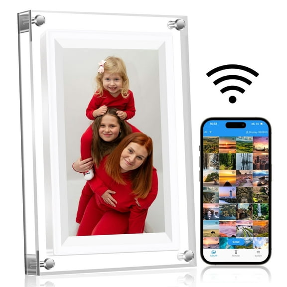 Mitoart Acrylic HD Smart Digital Photo Frame, Modern Home Decor & Holiday Gift