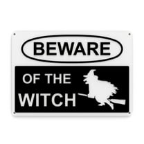 Clever Contraption Beware Sign | Beware of the Witch | Black & White
