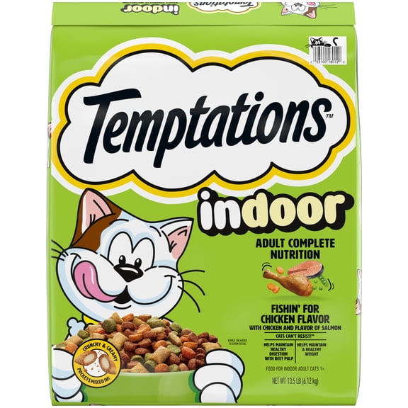 Temptations Dry Cat Food Indoor, Fishinโ For Chicken Flavor, 13.5 Lb Bag