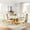 Gold White Table & Gold White Chair, variant on 69" Faux Marble Dining Table Set for 6, Modern Polished Stainless Steel Pedestal with 6 Oval High-Back Leather Chairs, Suitable for Kitchen