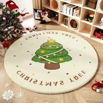 Christmas Welcome Carpet Fuzzy Polyester Rug Anti-Slip Holiday Mat for Entryway Living Room Bathroom Bedroom Decor