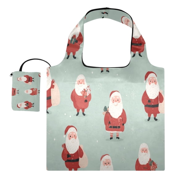 Large Capacity Print Tote Bag,Lightweight Portable Foldable Shopping Bag Santa Claus Bearing Gifts