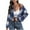 Blue, variant on Nfurl Womens Fashion Checked Crop Jackets Casual Long Sleeve Bomber Jacket with Chest Pockets Fitted Button Down Collar Coat Fall Outfits Blue M