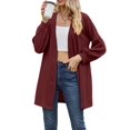 thumbnail image 2 of Women'S Crochet Open Cardigan Long Sleeve Cover Up Summer Wine Red S, 2 of 9