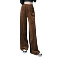 thumbnail image 2 of Seyurigaoka High Waisted Velvet Pants for Women Elastic Waist Wide Leg Pants Loose Palazzo Pants Velour Sweatpants with Pockets, 2 of 4