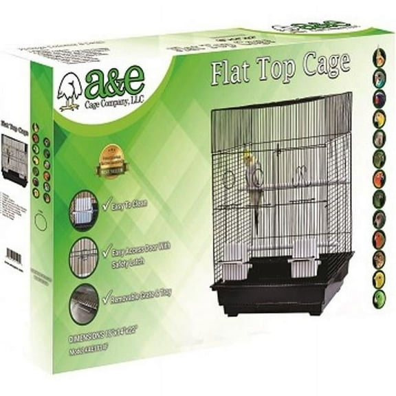AE Cage Company Flat Top Bird Cage 18"x14"x22" Black