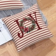 thumbnail image 5 of Joy Stripes Throw Pillow Covers 20x20 Inch Set of 2, Merry Christmas Wreath Joy Pillow Cases Xmas Holiday Red Stripes Pillowcase Home Decorative Cushion Covers for Sofa Couch Bed Living Room, 5 of 7