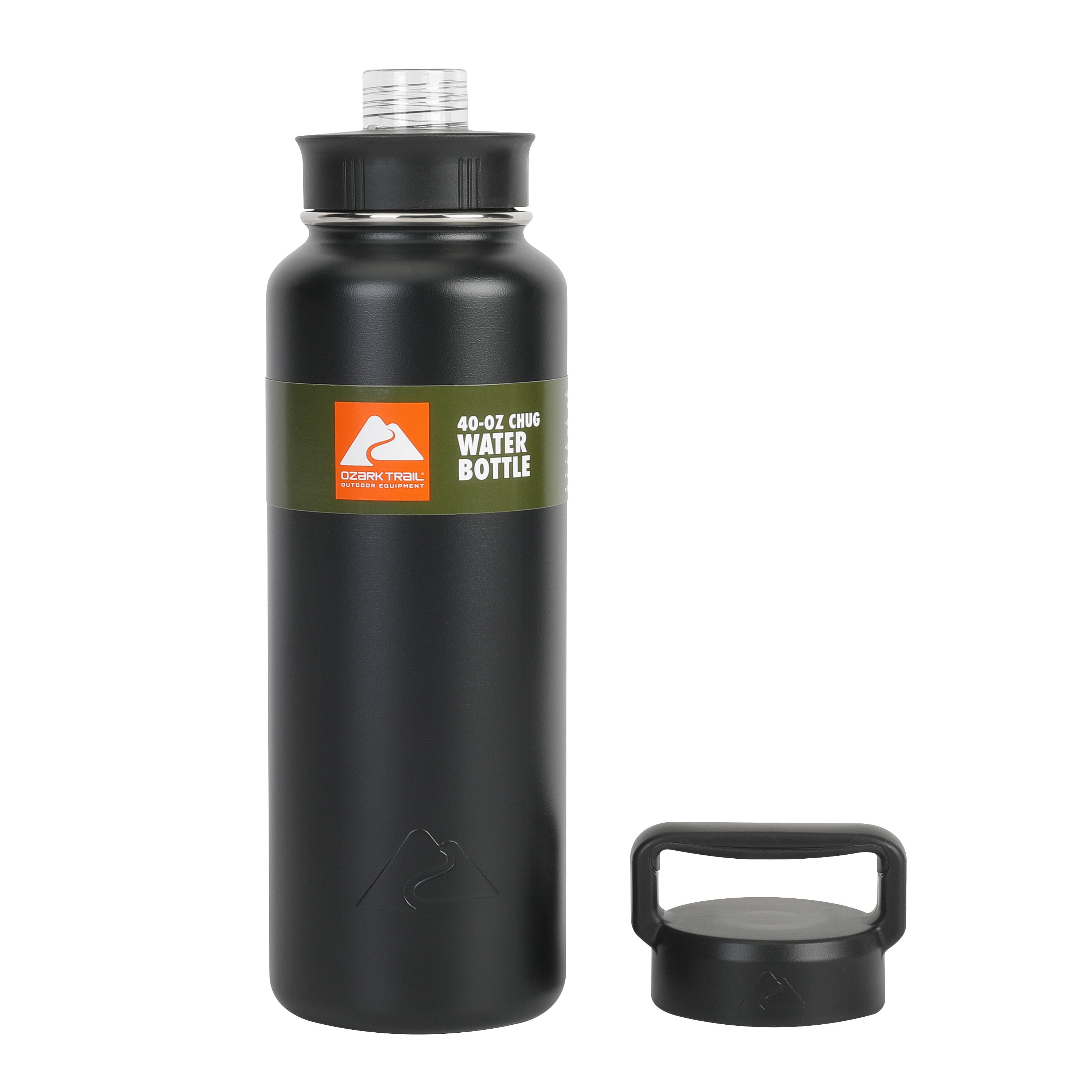 (3 pack) Ozark Trail 40 oz Stainless Steel Insulated Twist Cap Chug Water Bottle, Black