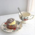 thumbnail image 3 of Kettle Teapot Tea Kettle French Retro Teapot Coffee Cup Set Gold Edge Cup Saucer Strawberry Flower Big Teacup English Afternoon Tea Restaurant Bar Caf, 3 of 5