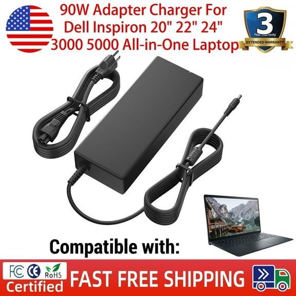 90W Adapter Charger For Dell Inspiron 20" 22" 24" 3000 5000 All-in-One Laptop 4.