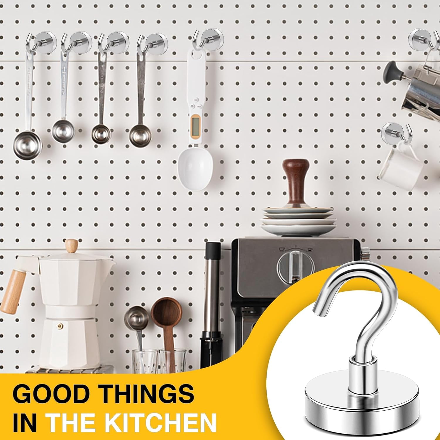 AllWays Plaza Magnetic Hooks,120 lb Heavy Duty Strong Magnet with Hook for Hanging Rare Earth Neodymium Magnet for Fridge Kitchen Cruise Grill Garage and Storage 12 Packs