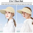 thumbnail image 3 of Ponytail Sun Hats for Women, 2 in 1 Zip-Off Uv Protection Wide Brim Beach Hat Sun Visors, 3 of 7