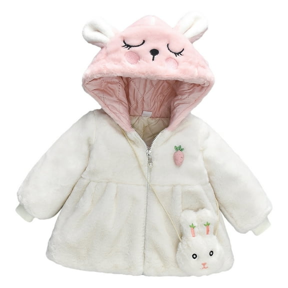 Kogui Toddler Fleece Jacket Toddler Girls Boys Hoodless Fleece Jackets Fall Winter Clothes Cute Long Sleeve Button Down Warm Coats Size 6 12 Months (White,6-12 Months)