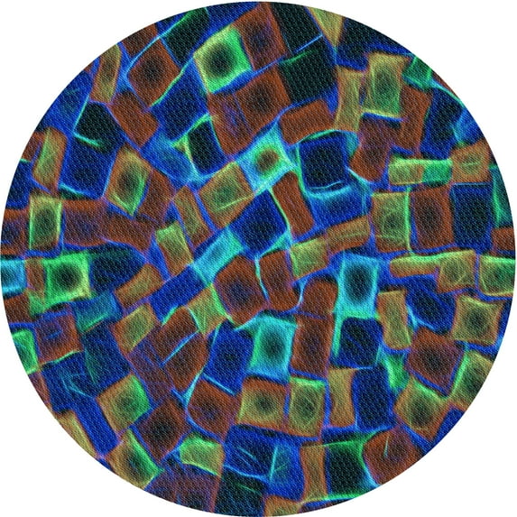 Ahgly Company Indoor Round Patterned Aquamarine Stone Green Area Rugs, 5' Round