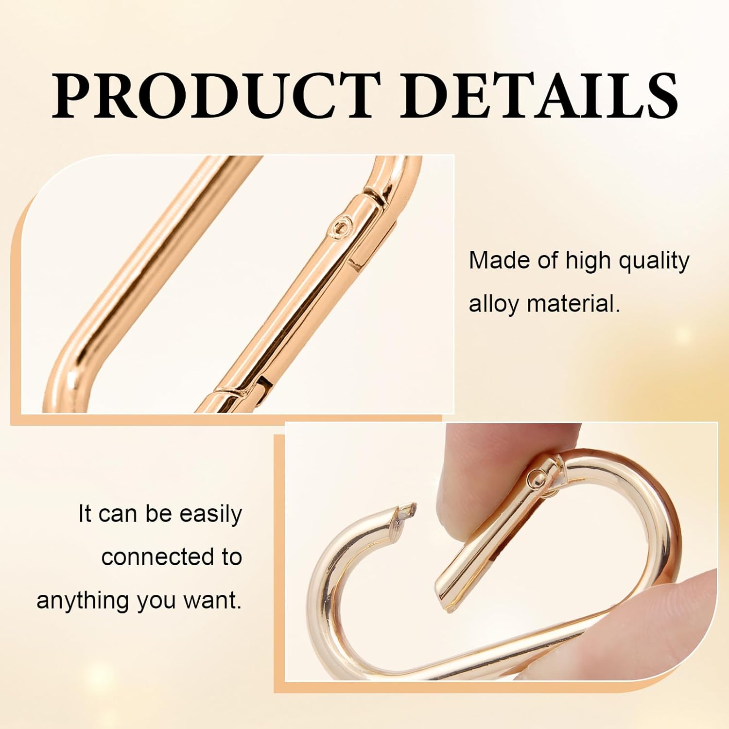 ABCISI 20 Pcs Gold Carabiner Clips,Gold Key Ring, Silver Metal Keyring Purse Clip,Spring Heavy Duty Opening O Ring Carabiner for Wallets, Backpacks, Belts,Diy Production, Outdoor Camping, Dog Walking