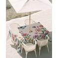 thumbnail image 3 of 52x70 Inch Outdoor Tablecloth with Umbrella Hole Zipper Rectangle Pink Flowers Rectangular Tablecloths Waterproof Spring Floral Butterfly Leaves Plants Retro Beige Patio Table Cover for Picnic, 3 of 8