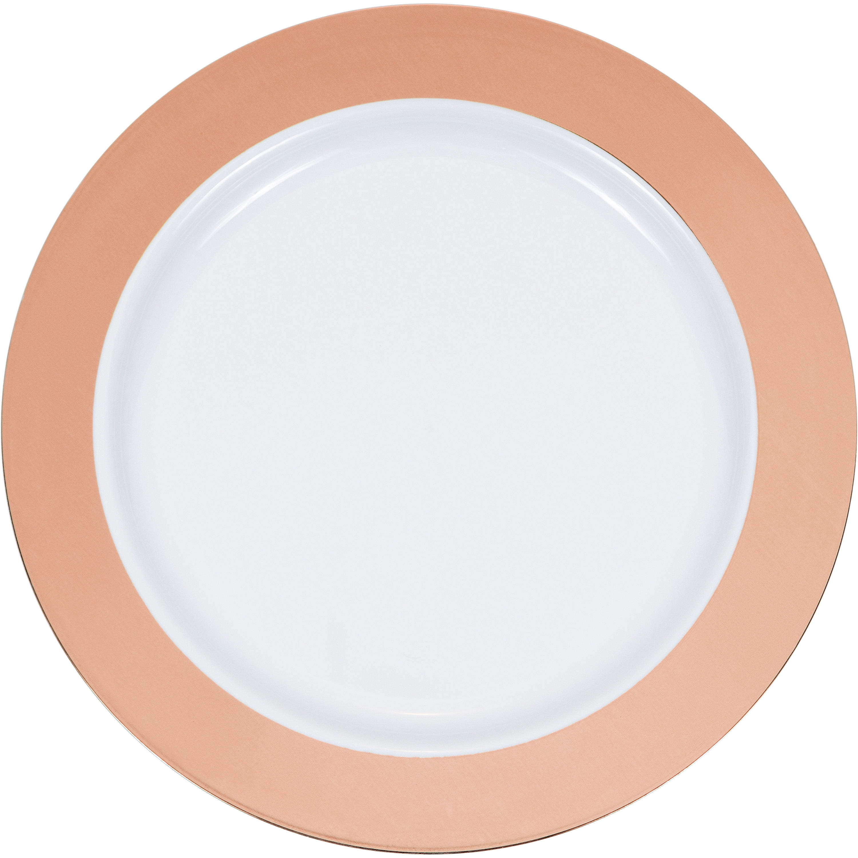 Rose Gold Rim Plastic Dinner Plates, 30 Count