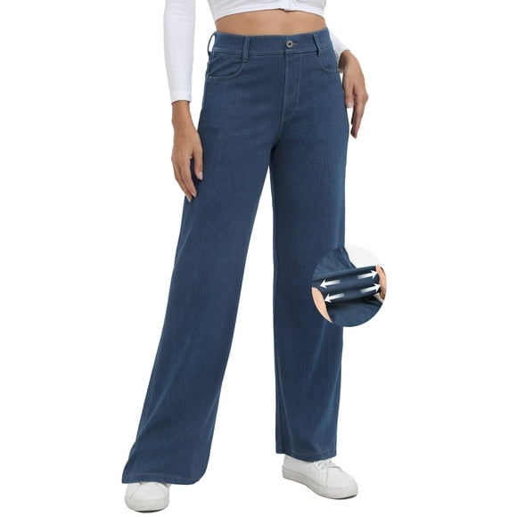 Vaqueros TONIRY de pierna ancha para mujer, talle alto, azul claro