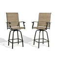 Ulax Furniture Outdoor 2Piece Swivel Bar Stools Height Patio Chairs Padded Sling Fabric