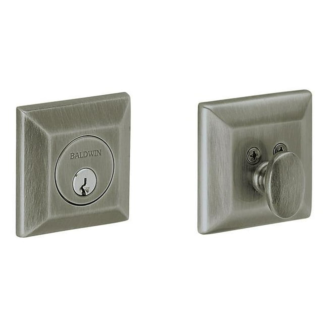 Baldwin 8254151 Square Single Cylinder Deadbolt - Antique Nickel