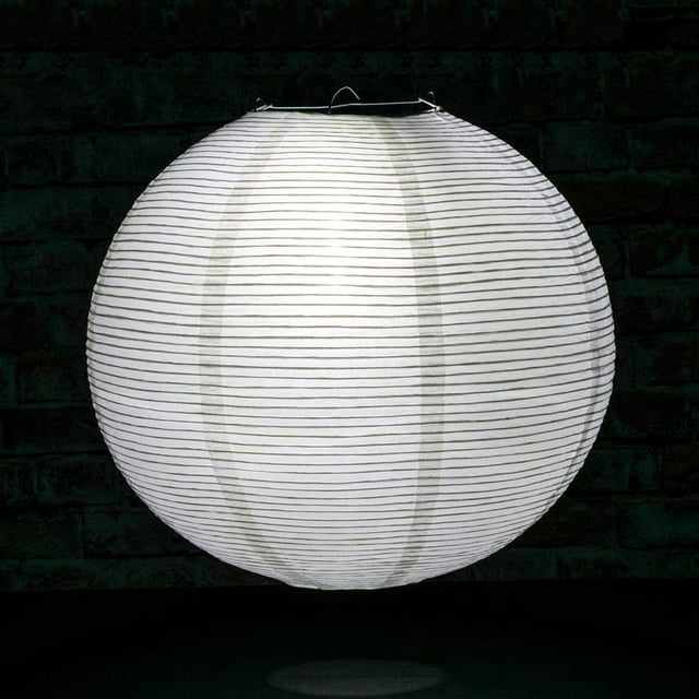 PaperLanternStore.com Lanterne en Papier Côtelé Premium Ligne Fine Blanche 24 Pouces, Extra Robuste