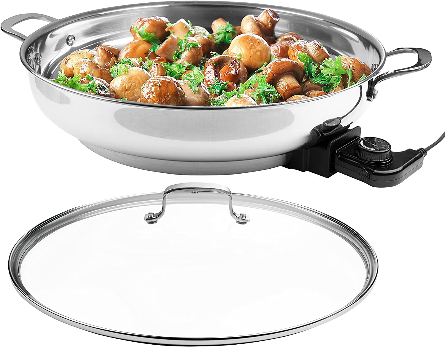Electric Skillet By Cucina Pro 18/10 Stainless Steel Frying Pan with