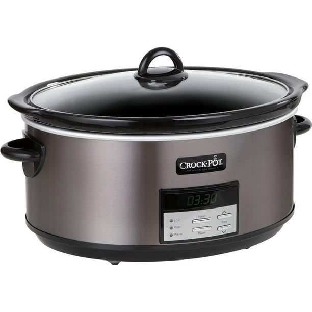 Crock-Pot - 8-Quart Slow Cooker - Black Stainless - Slim Control Panel ...