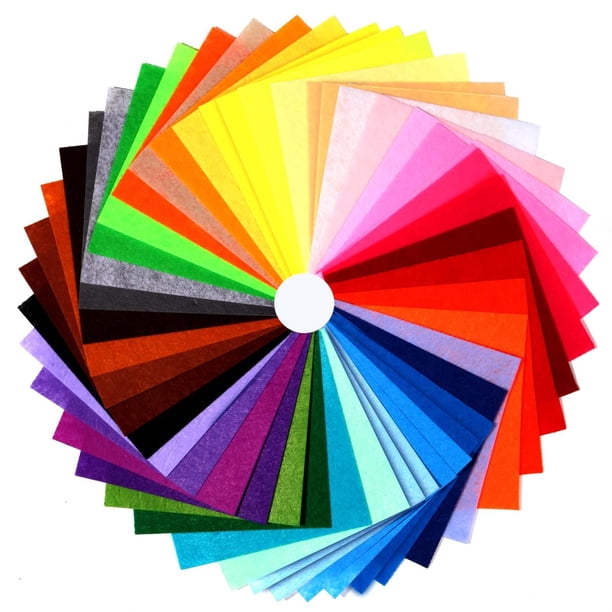 45 hojas de tela de fieltro de 6 x 6 pulgadas, colores surtidos, hojas de fieltro no tejidas, 1 mm de grosor, cuadrados de tela de fieltro para niños, manualidades de costura, bordado, proyectos escol