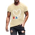 thumbnail image 2 of Tnhcen Men's Regular Fit Patriot Summer Shirts USA Flag Heart Print 4th of July Graphic Festival T-Shirt ​ S-3XL, 2 of 5