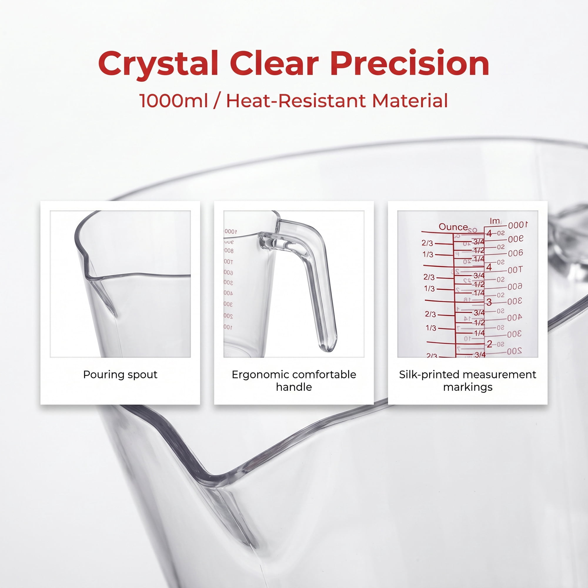 Unique Bargains PS Material Measuring Cup for Measuring and Pouring Clear 1000ml