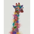 thumbnail image 2 of Fab Funky 26x32 White Modern Wood Framed Museum Art Print Titled - Rainbow Splash Giraffe 2, 2 of 4