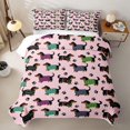 thumbnail image 2 of Homewish Funny Dachshund Animal Bed Spread Queen,Dog Paw Print Queen Coverlet Set,Pink,3pcs, 2 of 7