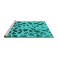 thumbnail image 2 of Ahgly Company Machine Washable Indoor Round Abstract Turquoise Blue Modern Area Rugs, 3' Round, 2 of 4