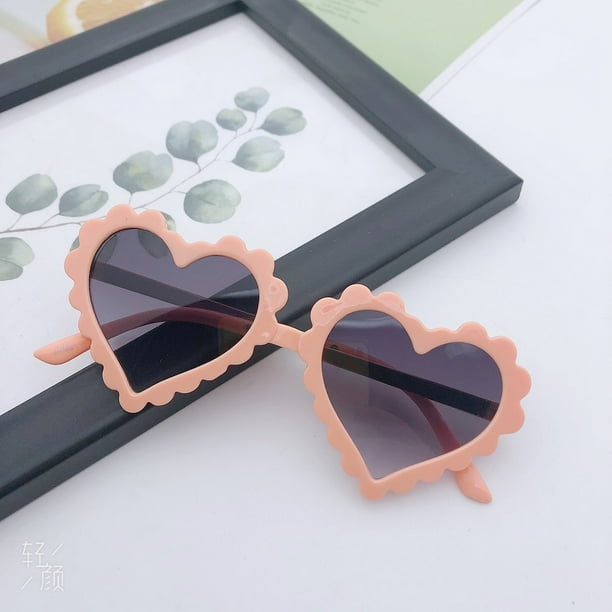 Bonitas gafas de sol de moda coreana con forma de corazón para niños, gafas de sol kawaii para niños y niñas, pequeñas gafas de dibujos animados frescas